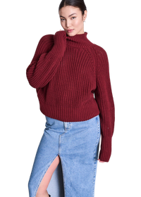 Pull maille en coton bio | bordeaux "ola - syrah"