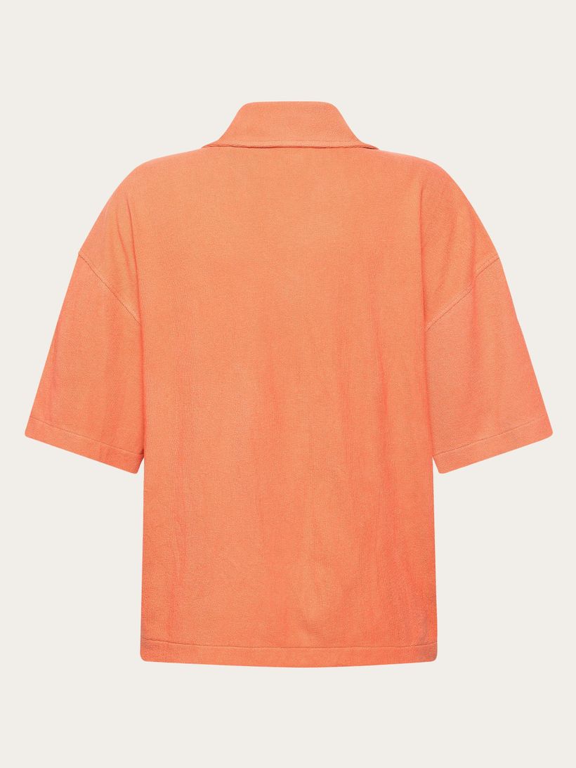 Chemise en coton biologique | rouge "bouclé short sleeved shirt - gots/vegan - 1481 langoustino" - Knowledge Cotton Apparel