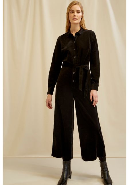 Combinaison noire velours en coton bio - mairi