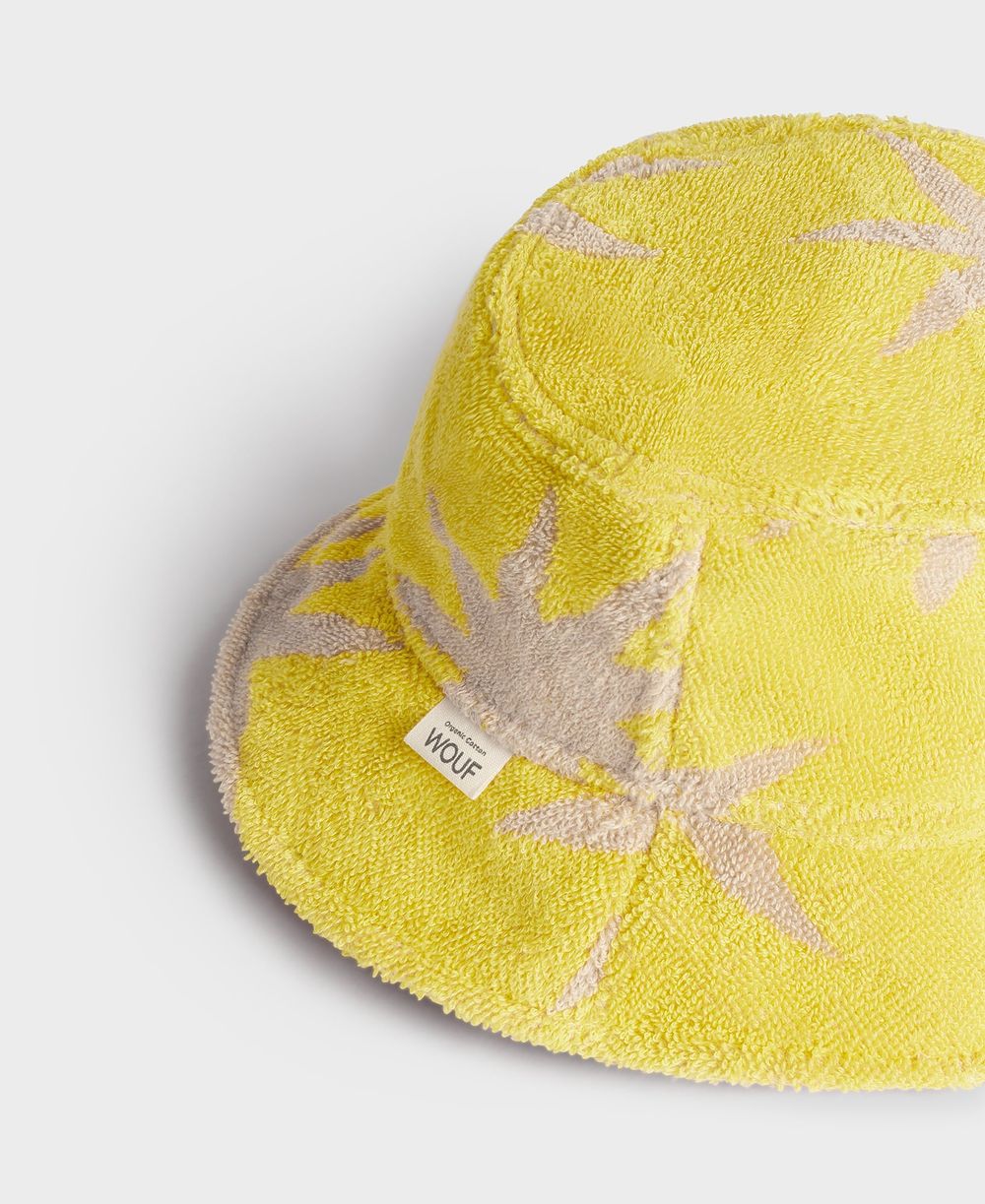 Bob en coton éponge bio jaune à motifs 