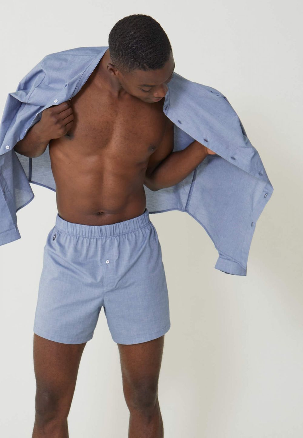 Caleçon made in france en coton bio bleu "jacques chambray" homme