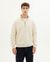 Sweat camionneur blanc cassé col zippé en coton bio - ivory challenger sweatshirt