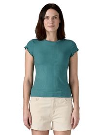 T-shirt en tencel | turquoise "w's rib knit top"