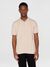 Polo en coton bio et en laine | écru “regular double layer knitted short sleeved polo nature melange” - Knowledge Cotton Apparel