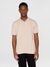 Polo en coton bio et en laine | écru “regular double layer knitted short sleeved polo nature melange”