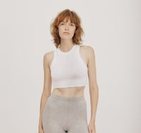 Débardeur court en coton bio | blanc "core crop tank top white"