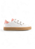 Baskets à scratch en cuir certifié | blanc et rose "b0 velcro gum sole white and pink" - Belledonne Paris