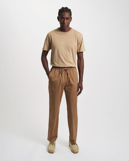 Pantalon droit en coton bio | marron "sahara camel"