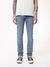 Jean slim bleu clair en coton bio - grim tim broken faded