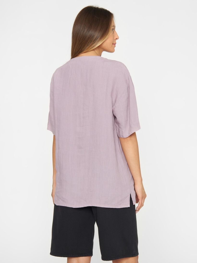 Chemiser lilas en lin bio - baseball linen shirt nirvana - Knowledge Cotton Apparel