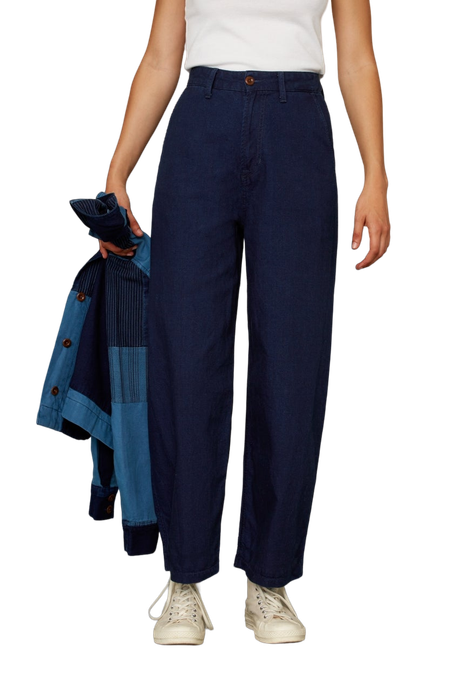 Pantalon ample marine - leila indigo crinkle