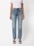 Jean droit bleu clair délavé en coton bio - straight sally loving twill