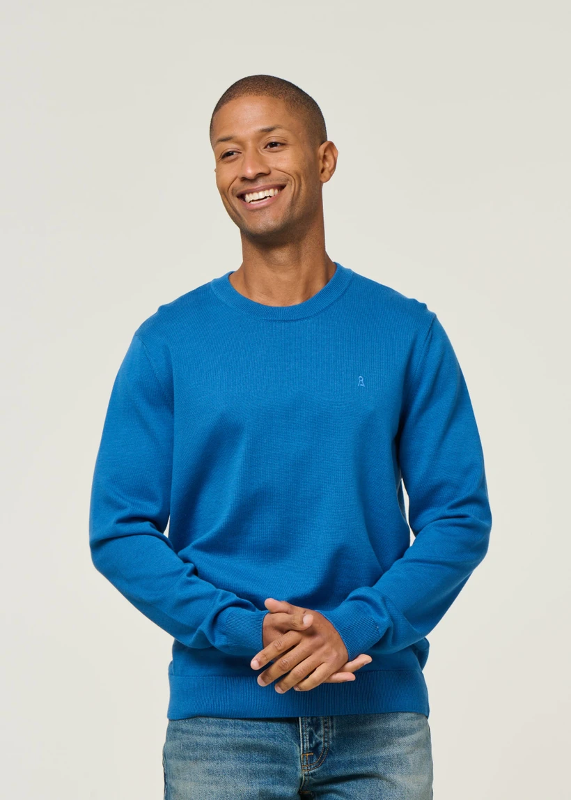 Pull en coton biologique | bleu "loukaa knit sweater - dark morning" - Armedangels