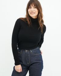 Pull col roulé en coton bio | noir "rachel turtleneck - jet black"