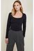 T-shirt manches longues côtelé noir en coton bio - betsy