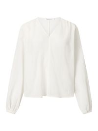 Blouse blanche en crêpe de coton bio - a-shape volume sleeved shirt snow white