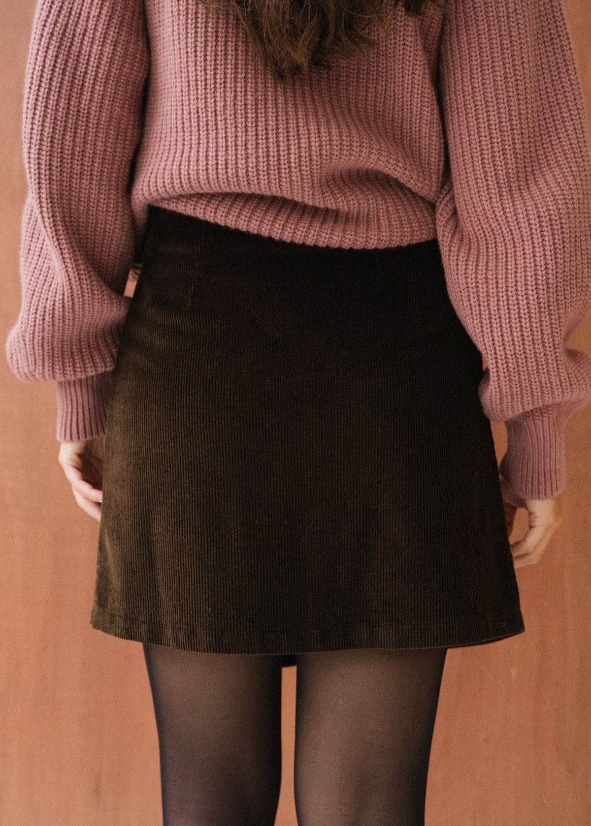 Jupe rosalind en velours côtelé chocolat - Bonjour Demain