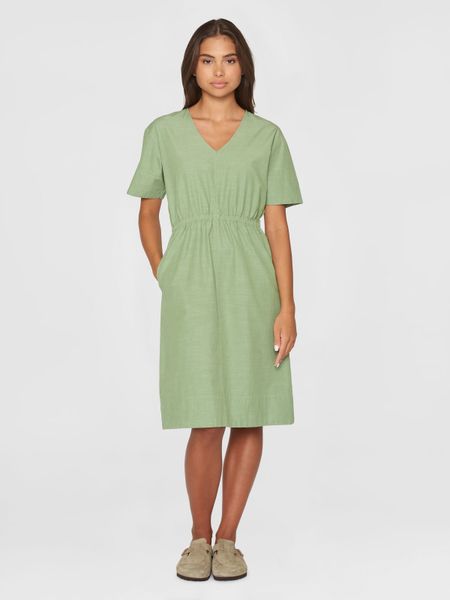 Robe midi en coton bio | vert "slub yarn short sleeve midi dress shale green"