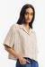 Chemise courte en coton bio et lin | multicolore "cropped bowling shirt multi stripe" - Rotholz