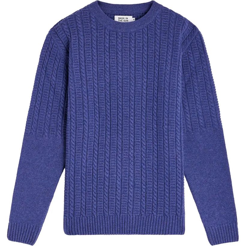 Pull torsadé en laine recyclée | bleu "joannis - abyss" - Bask in the Sun