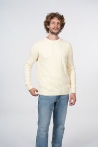 Pull blanc texturé en coton bio - field winter white