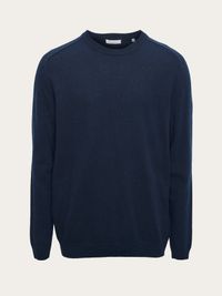 Pull en maille marine en laine bio - basic o-neck knit total eclipse