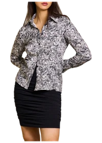 Chemise en cupro et ecovero | imprimé noir et blanc "celia blouse nervous print black"