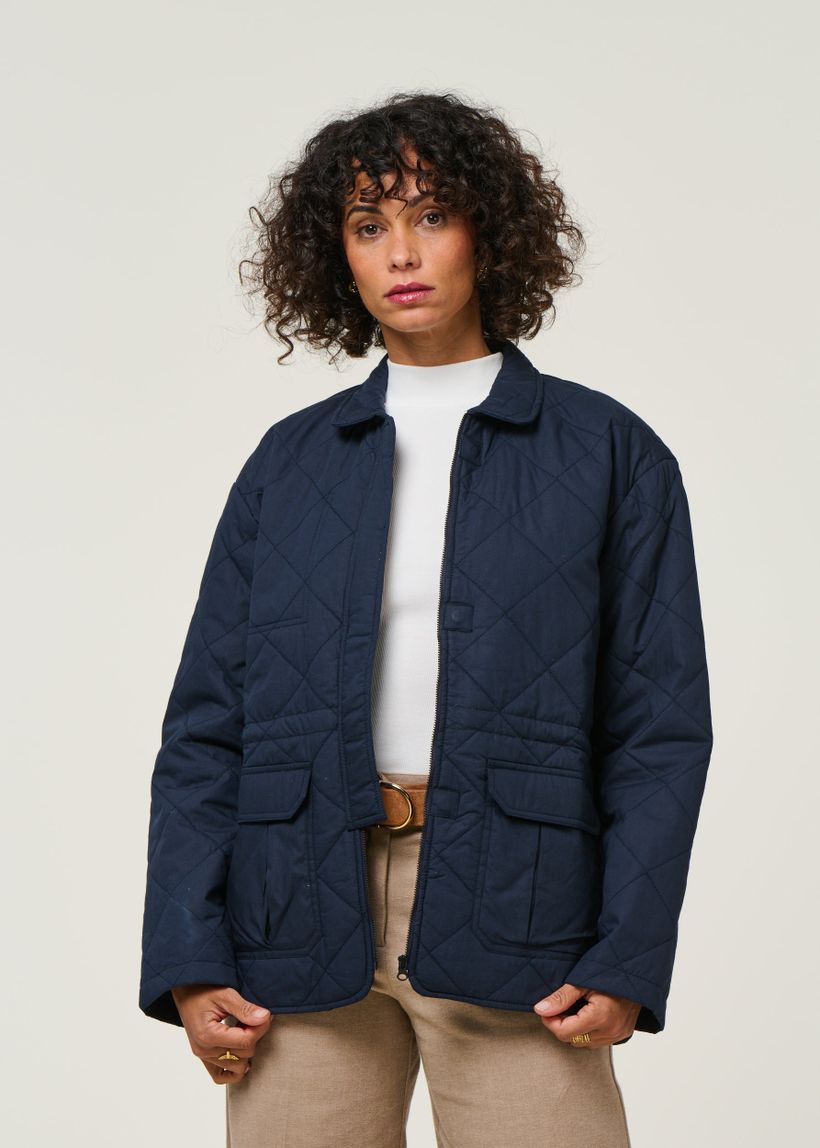 Veste matelassée en coton bio et matière recyclée | marine "padded overshirt - night sky' - Knowledge Cotton Apparel