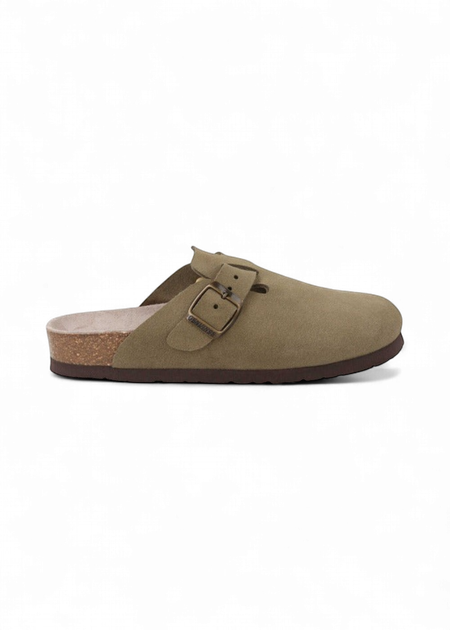 Sabots en cuir certifié | marron "riva velour kaki"