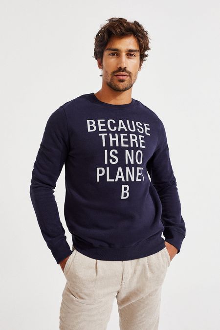 Sweat marine col rond imprimé gris - san diego because