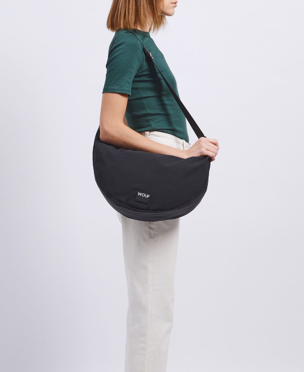 Grand sac à bandoulière en recyclé déperlant noir 