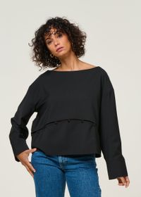 Blouse en laine froide certifiée | black "marion blouse - black"