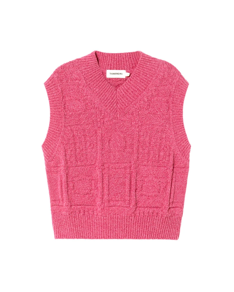 Pull sans manches en laine certifiée rose 'pink links mica