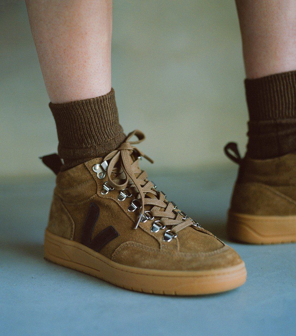 Sneakers Veja Roraima Femme Solde Baskets Roraima Suede Brown Black Brown  Black Gum-sole Homme Veja