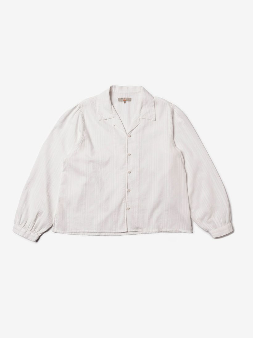 Chemise en coton bio | blanc "edith striped dobby blouse offwhite" - Nudie Jeans
