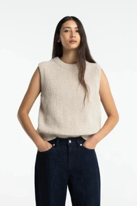 Pull sans manches en laine recyclée | écru "nimyo - fog"