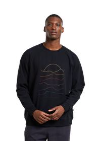 Sweat en coton bio | noir à motifs "sweatshirt malmoe sunset lines emb black"