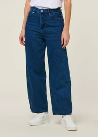 Jean ballon en coton recyclé et bio | bleu "leila - alex dark worn"