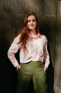 Chemise vichy rose en coton bio - meda gingham pink