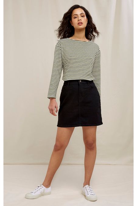Jupe jean noire en coton bio - astrid