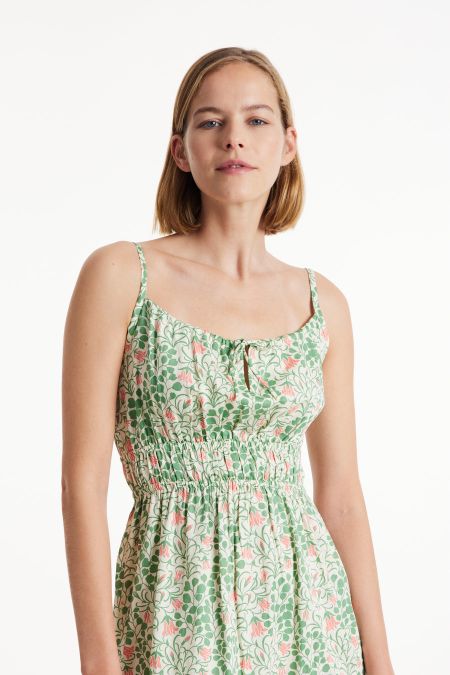 Robe verte fleurie en coton bio - v&a harebell strappy dress multi coloured - People Tree