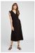 Robe longue unie noire en coton bio - melanie