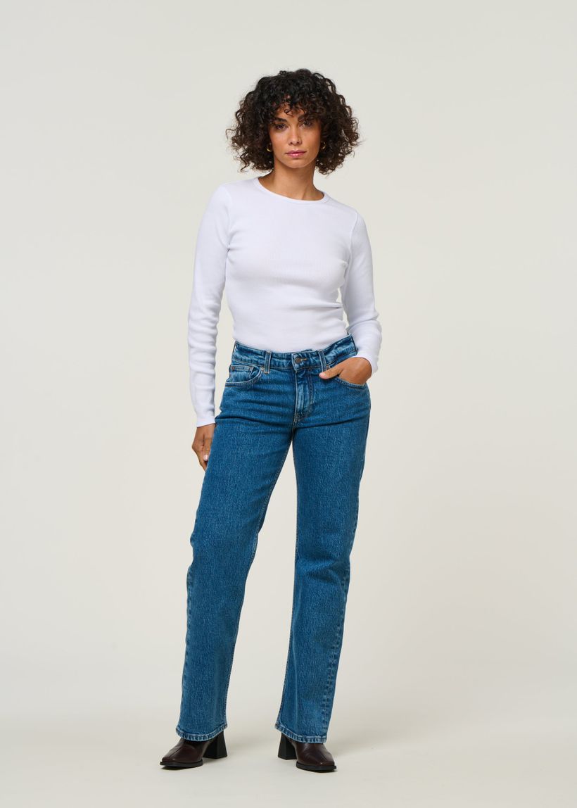 Jean droit en coton bio et recyclé | bleu "carry mid straight - stone vintage" - Mud Jeans