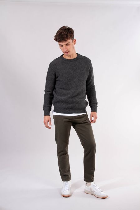 Pull gris chiné en laine bio - field