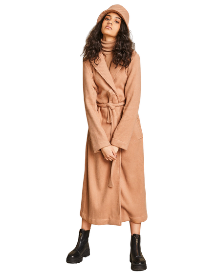 Manteau long beige en coton bio - gramarcy