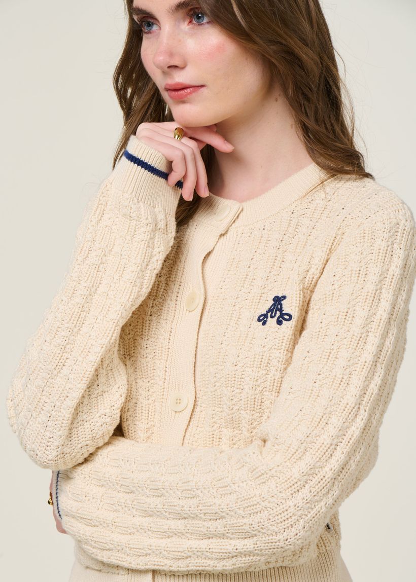 Gilet en coton bio | ecru "juliaanas structure - oatmilk" - Armedangels