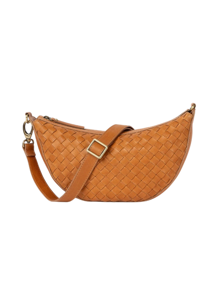 Sac à bandoulière en cuir certifié | camel "leo wild oak woven leather" - O My Bag