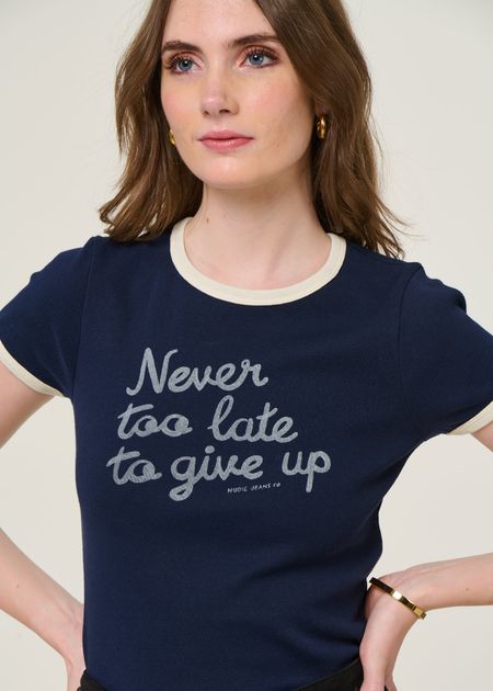 T-shirt en coton bio | bleu "eve ringer too late t-shirt - blueberry" - Nudie Jeans