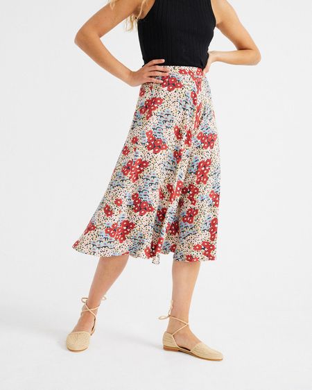 Jupe midi fleurie en lenzing ecovero - flower lavanda