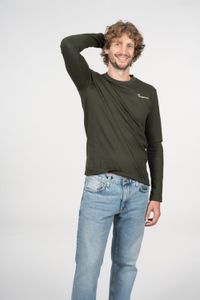 T-shirt à manches longues kaki avec logo en coton bio - locust forrest night